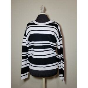 Catherine Malandrino NWT Sweaters Cardigan Crew Neck Size Medium Black White
